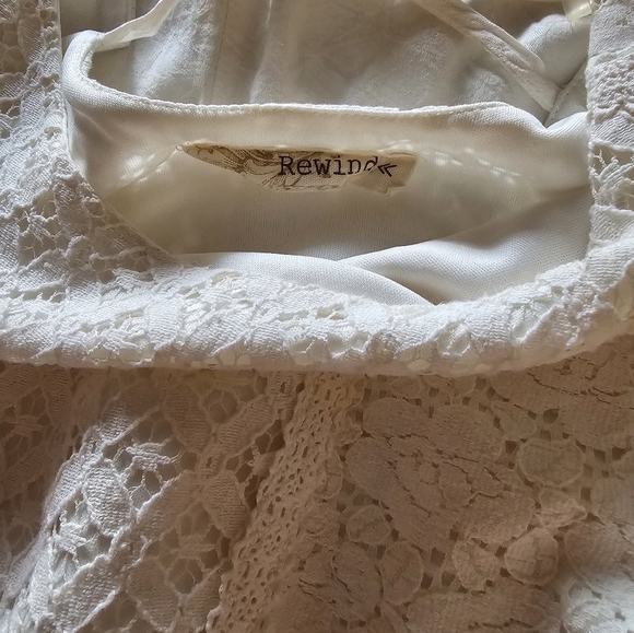 Rewind Lace Sleeve Lined Skirt  Ivory Color Slight Flare Baby Doll Medium - Picture 11 of 11